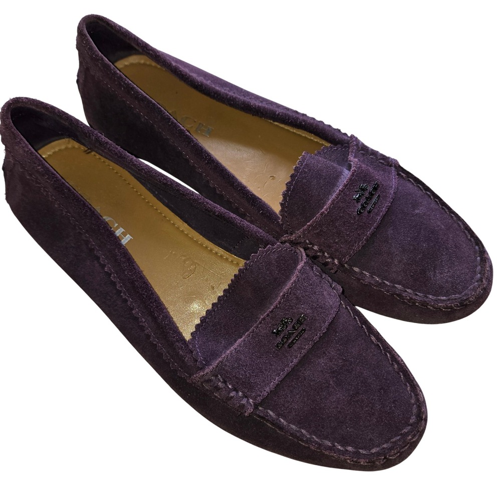Vintage Coach Suede Odette Driving Shoe Moccasin Size 8B Rare Jewel Deep Purple
